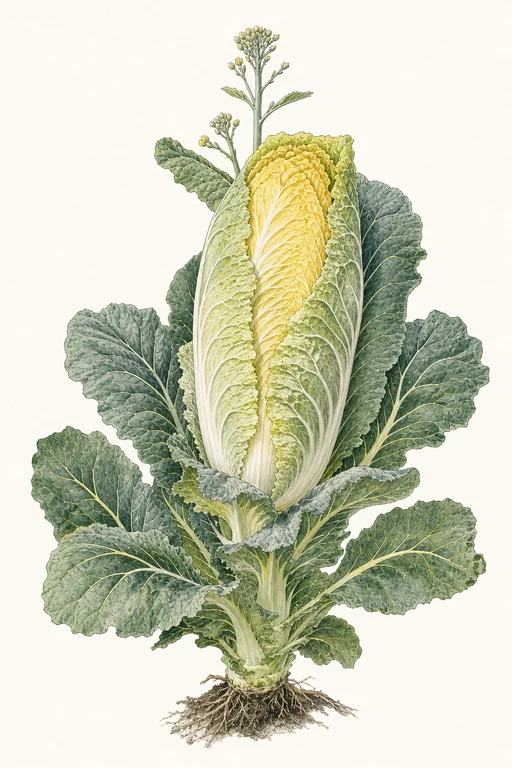 Botanical illustration of Emiko Napa Cabbage
