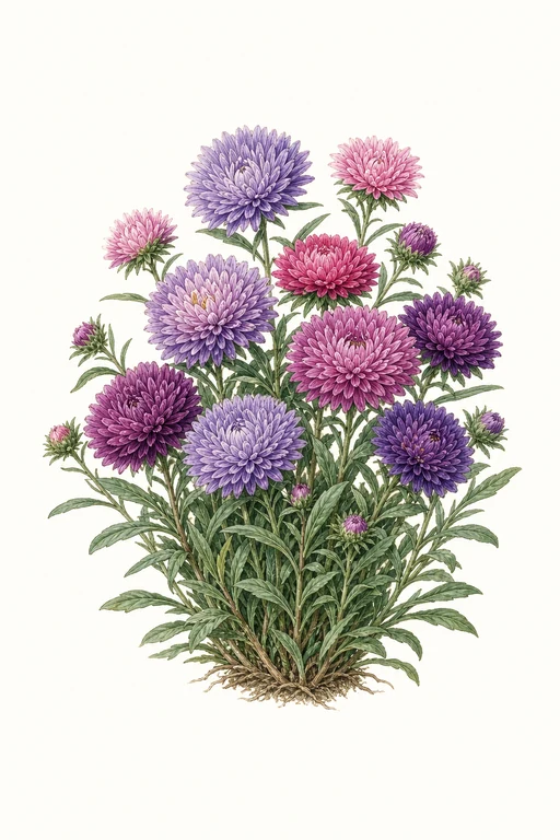 Botanical illustration of Aster