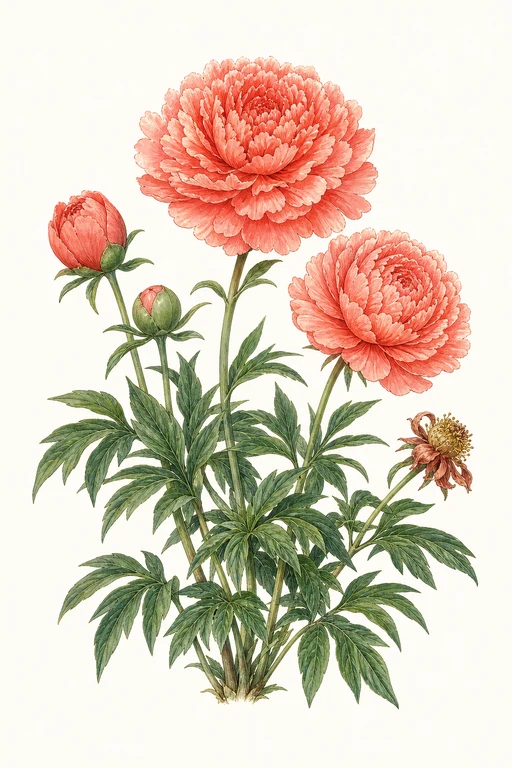 Botanical illustration of Coral Charm