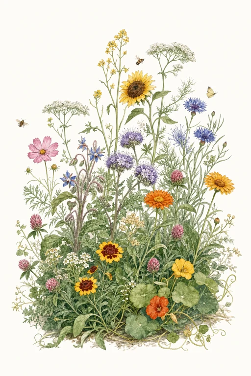 Botanical illustration of Beneficial Insect Mix