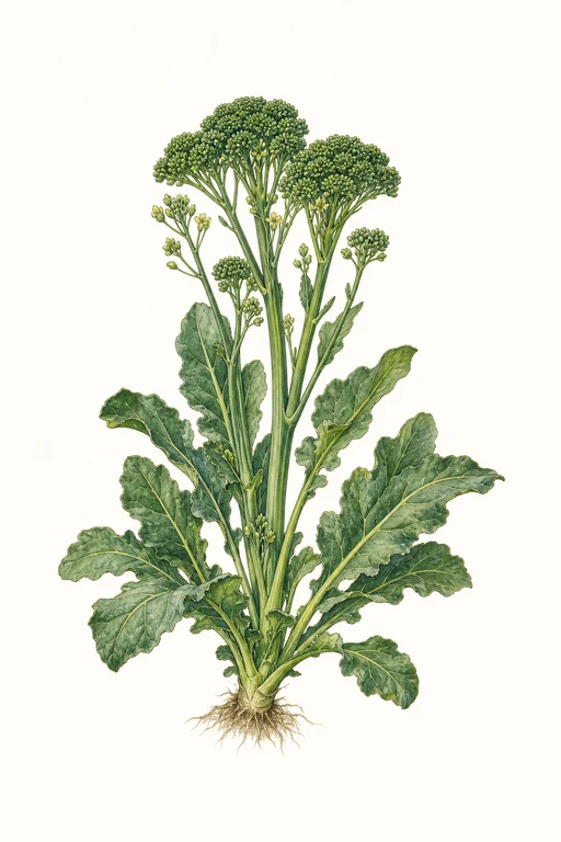 Botanical illustration of Broccolini 'Happy Rich'