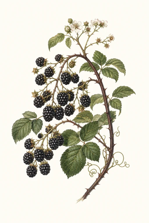Botanical illustration of Black Satin