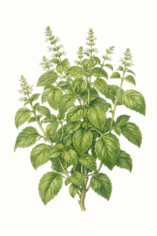 Botanical illustration of Lemon Basil