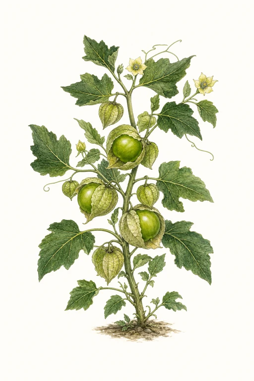 Botanical illustration of Tomatillo Verde