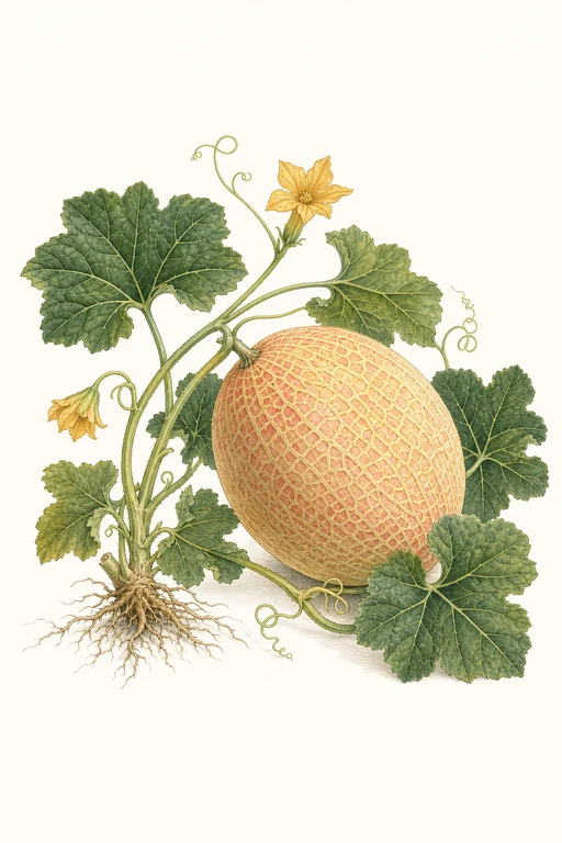 Botanical illustration of Sakata's Sweet Melon