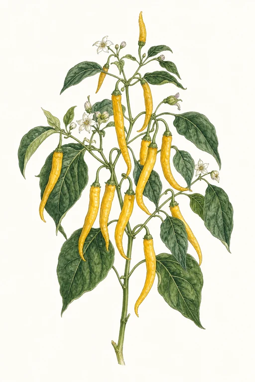 Botanical illustration of Golden Cayenne