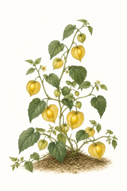 Botanical illustration of Yellow Husk Cherry