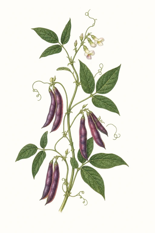 Botanical illustration of Purple Hull Pinkeye