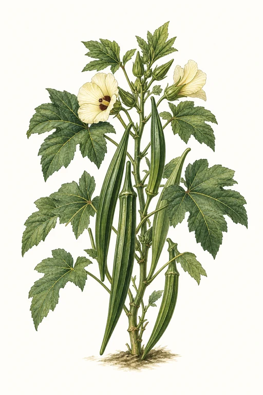 Botanical illustration of Dwarf Long Pod Green