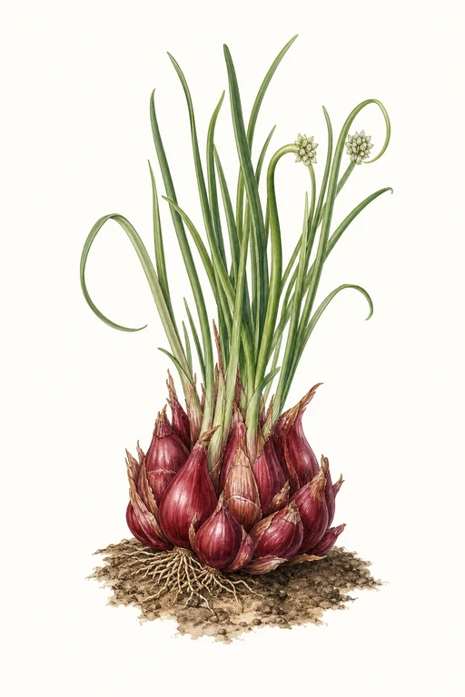 Botanical illustration of Red Shallot