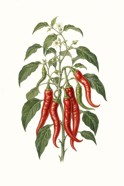 Botanical illustration of Jimmy Nardello