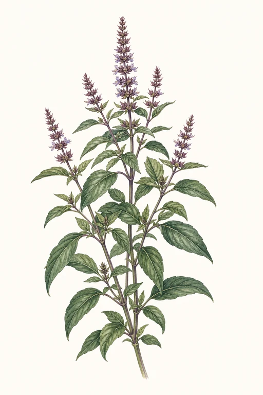 Botanical illustration of Thai Basil