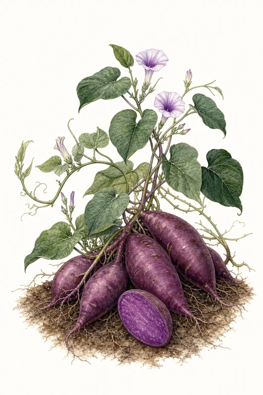 Botanical illustration of Stokes Purple