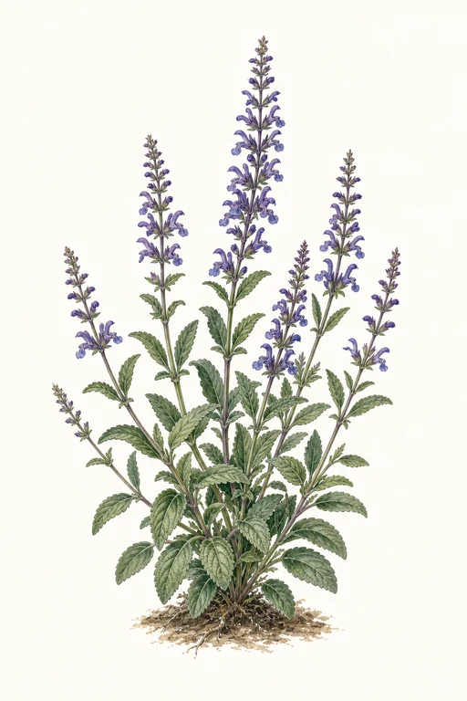 Botanical illustration of Meadow sage