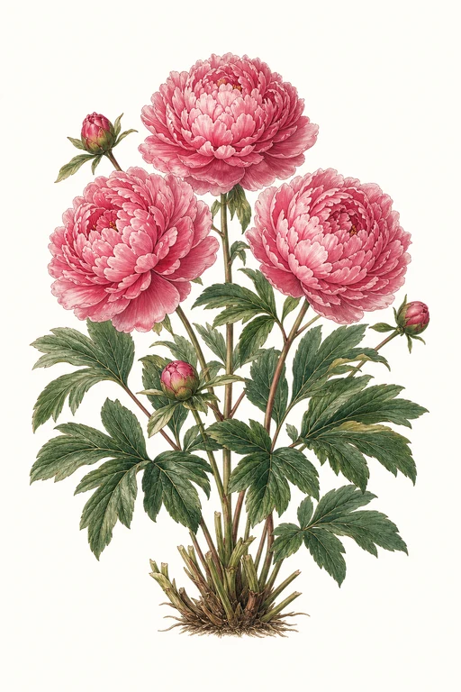 Botanical illustration of Peony