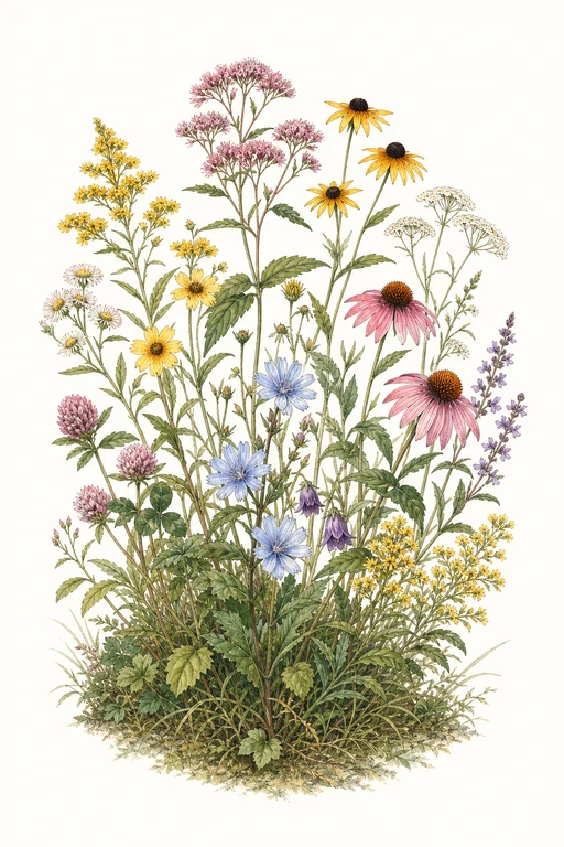 Botanical illustration of Northeast Wildflower Mix