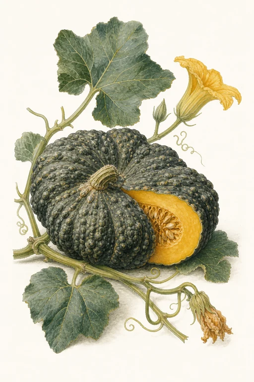 Botanical illustration of Warted Hubbard
