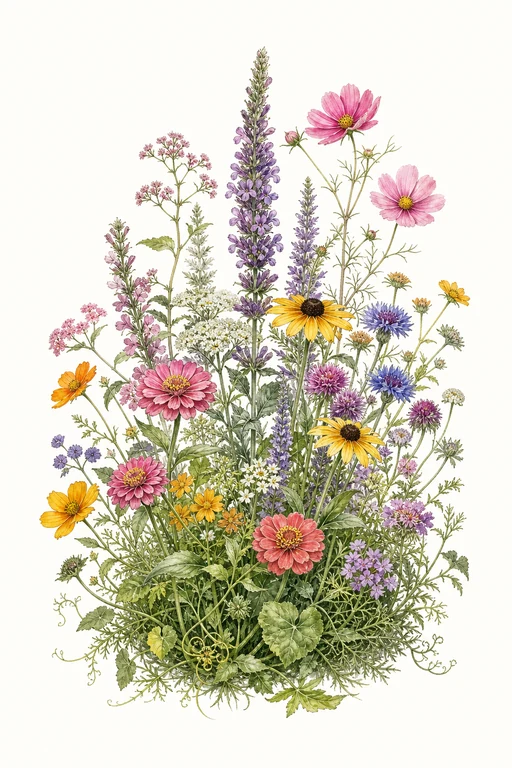 Botanical illustration of Johnny's Pollinator Mix
