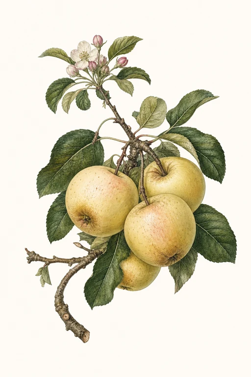 Botanical illustration of Calville Blanc D'Hiver