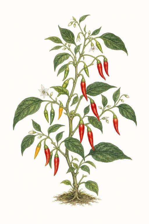 Botanical illustration of Thai Bird's Eye