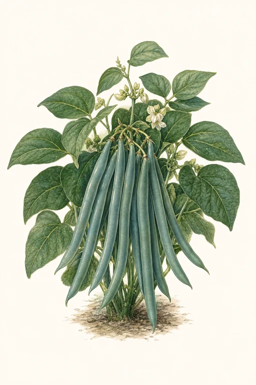 Botanical illustration of Blue Lake Stringless