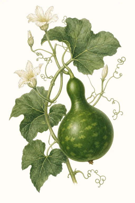 Botanical illustration of Round Gourd