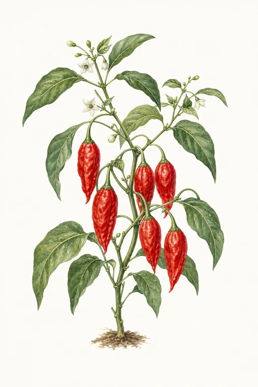 Botanical illustration of Aji Rojo