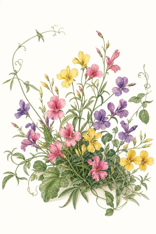 Botanical illustration of Butterfly Flower Mix