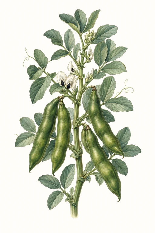 Botanical illustration of Windsor Fava