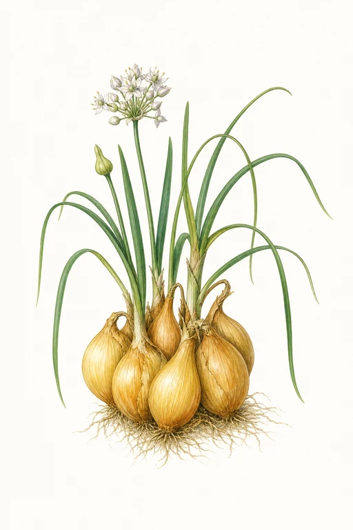 Botanical illustration of Dutch Yellow Shallot