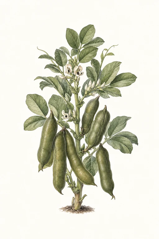 Botanical illustration of Fava Bean 'Hitchcock'