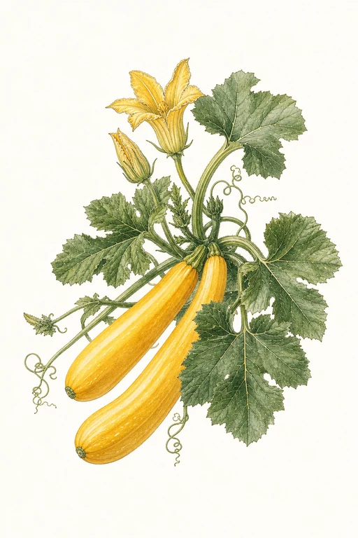 Botanical illustration of Golden Zucchini