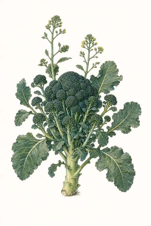 Botanical illustration of Calabrese Green Sprouting
