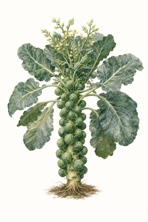 Botanical illustration of Gustus Brussels Sprout