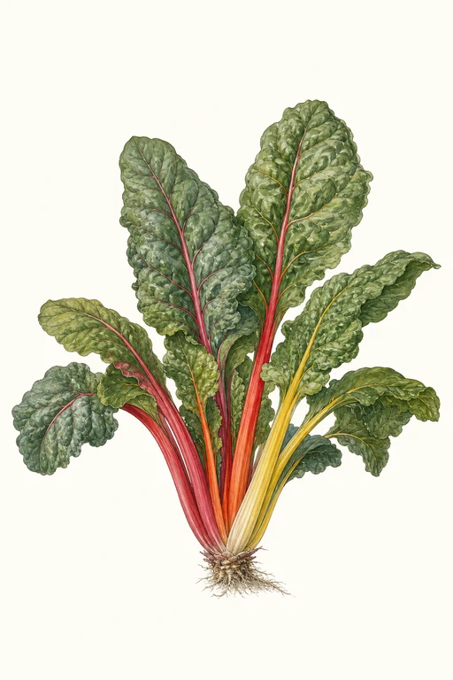 Botanical illustration of Rainbow Swiss Chard