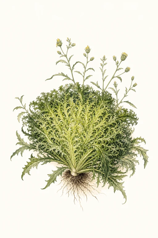Botanical illustration of Frisee Tres Fin Mottis Green