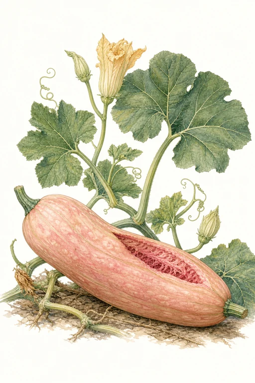 Botanical illustration of Pink Banana Jumbo