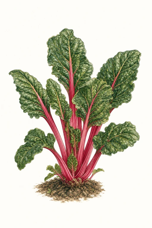 Botanical illustration of Rhubarb Chard