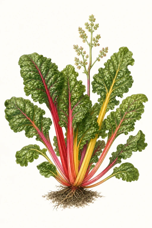 Botanical illustration of Swiss Chard Bright Lights