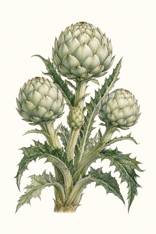 Botanical illustration of Pineapple Artichoke