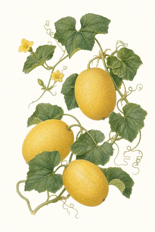 Botanical illustration of Korean Melon