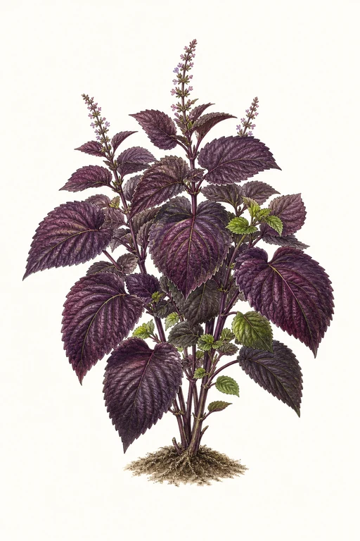 Botanical illustration of Korean Perilla