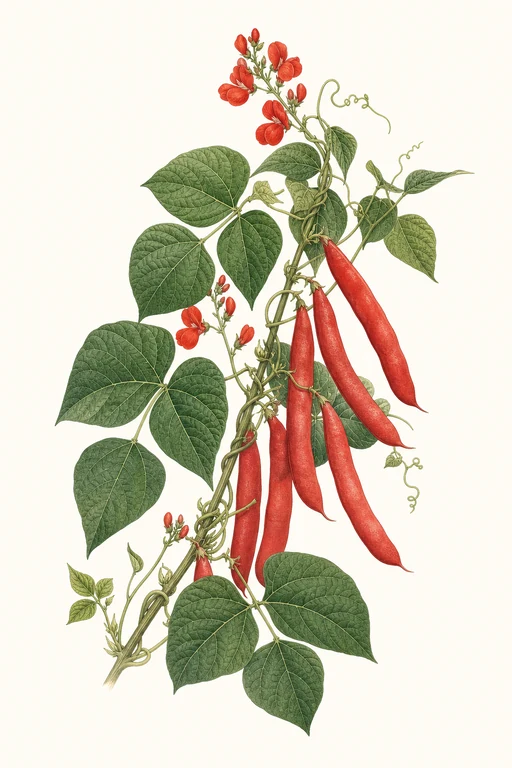 Botanical illustration of Scarlet Runner