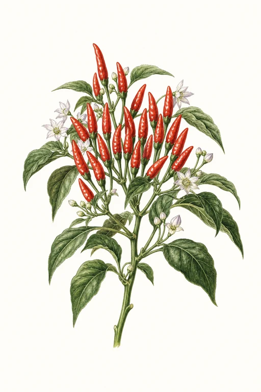 Botanical illustration of Texas Chiltepin