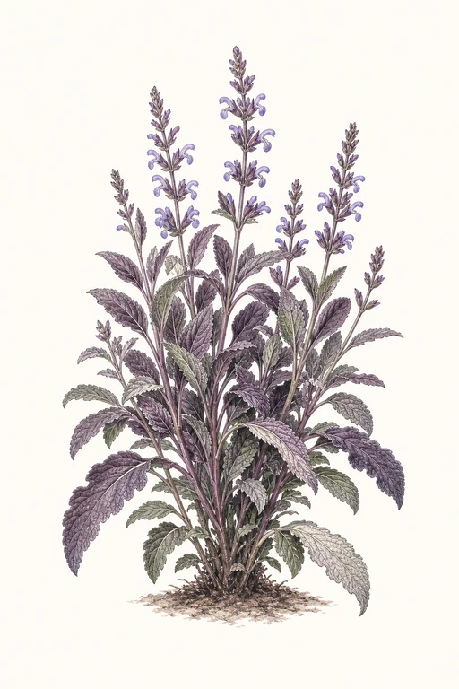 Botanical illustration of Purple Sage