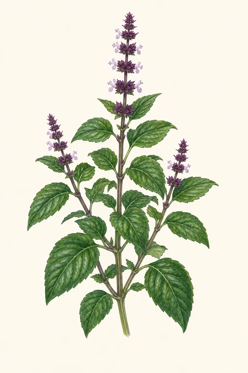 Botanical illustration of African Basil