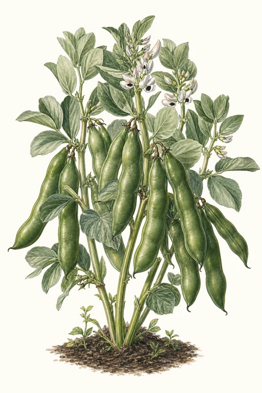 Botanical illustration of Vicia faba 'Giant Windsor'