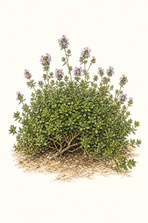 Botanical illustration of Orange Balsam Thyme