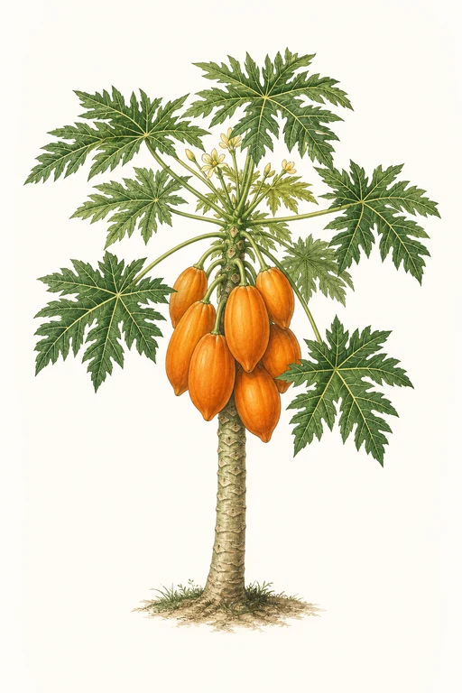 Botanical illustration of Papaya
