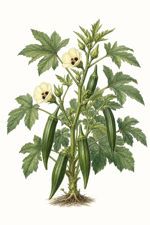 Botanical illustration of Clemson Spineless
